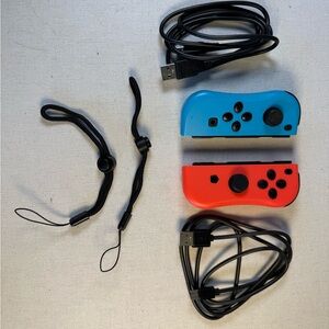 Wireless Game Controller Pair in Blue and Red with Cables & Wrist Straps
